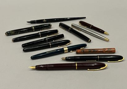 Waterman. Two resin fountain pens, black...