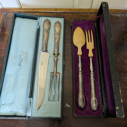 Silver-plated metal: - salad servers, handles...