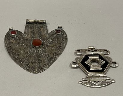 North African work. Large silver (800) breastplate...
