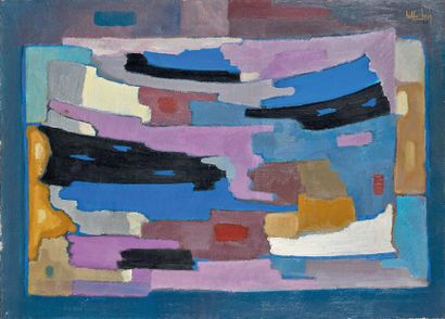 CHANTIER ABSTRAIT. Huile sur toile, signée...