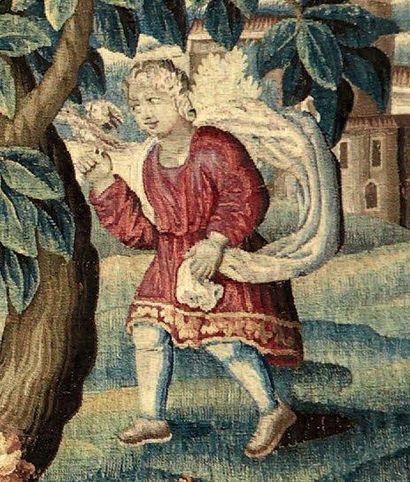 Tapisserie d'Aubusson représentant deux jeunes...