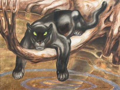 André MARGAT (1903-1999)
Panthère noire Fusain...