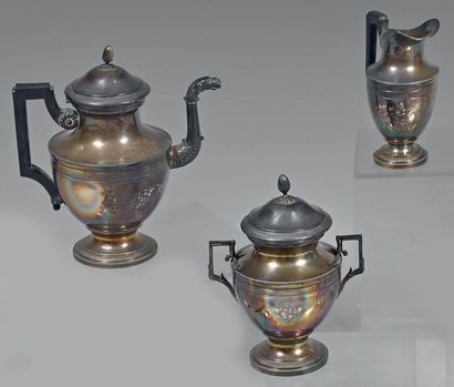 Service à café en argent, modèle demi-sphérique,...