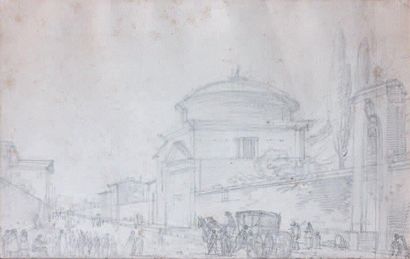 Ecole FRANCAISE vers 1800
Rue animée de personnages...