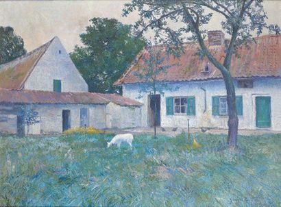 Georges Van E ?...
COUR DE FERME. Huile sur...