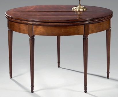 Table demi-lune à double plateau, l'un en...
