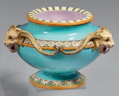 Cache-pot à piédouche en faïence de Minton...