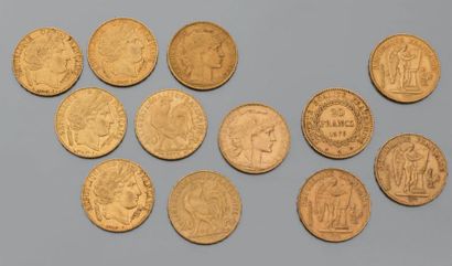 Quatre pièces de 20 francs or, Cérès, 1851....