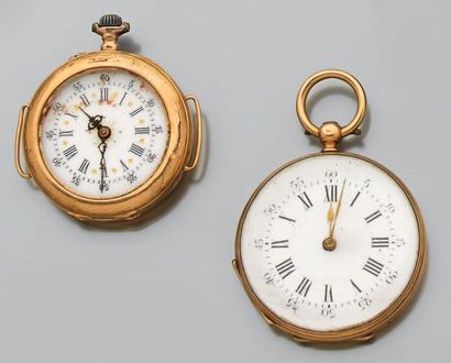 Deux montres de poche en or jaune à remontoir...