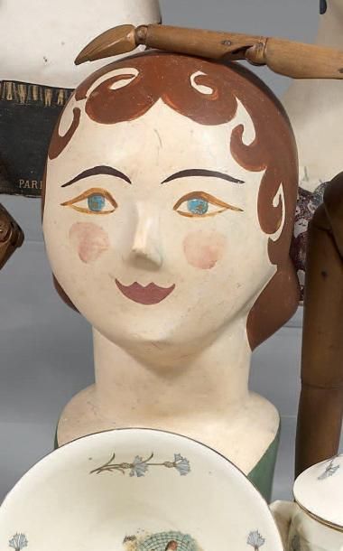 Marotte en papier mâché peint polychrome...