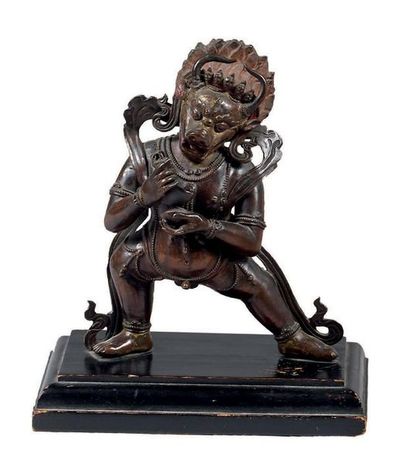 Statuette de Yamantaka en bronze à patine...
