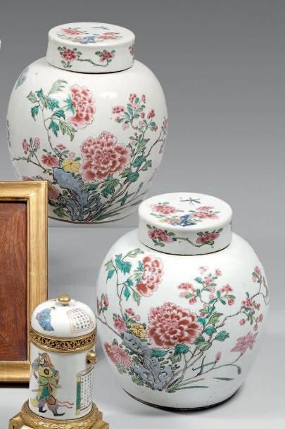 Paire de pots à gingembres en porcelaine...
