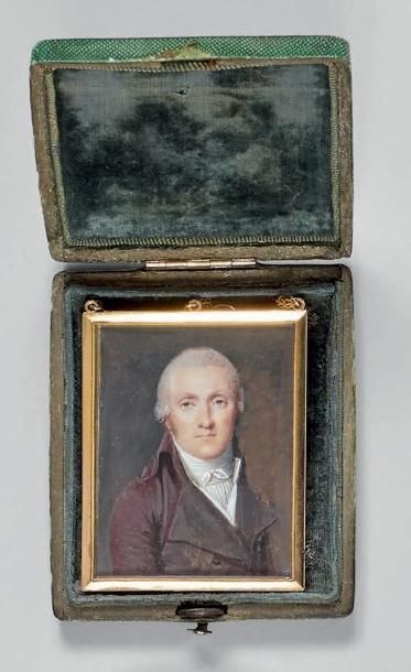 Miniature rectangulaire sur ivoire représentant...