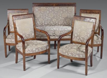 Mobilier de salon en acajou et placage d'acajou...