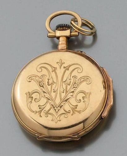 Montre de col en or jaune 18k (750) à remontoir,...