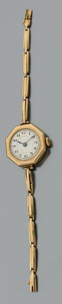 Lot en or jaune 18k (750) composé d'une montre...
