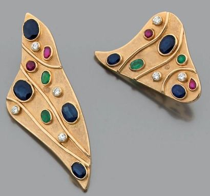 Paire de clips d'oreilles asymétriques triangulaires...