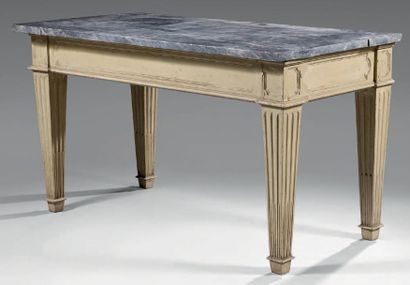 Table console en bois relaqué vert d'eau,...