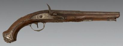 Pistolet d'officier à silex. Canon rond,...