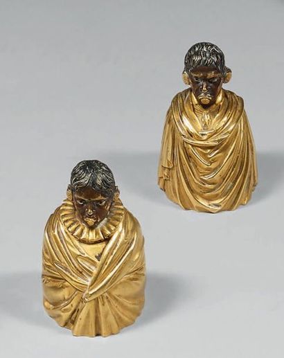 Paire de sonnettes de table en forme de buste...