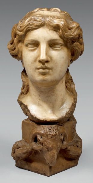 Buste de femme à l'Antique en marbre blanc...