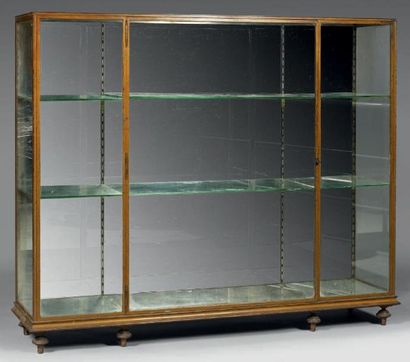 Large vitrine en métal laqué bronze. L'intérieur...