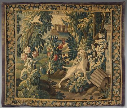 Tapisserie d'Aubusson représentant un chien...