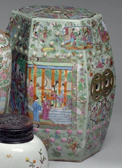 CHINE, Canton - Fin du XIXème siècle
Tabouret...