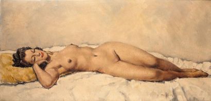 G. HIMBERT (XXème siècle)
NU ALLONGÉ. Huile...
