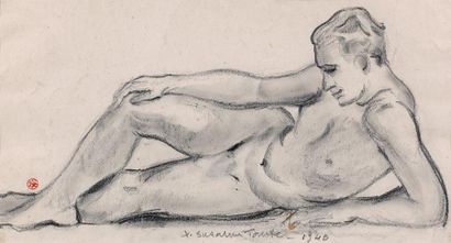 Suzanne TOURTE (1904-1979)
ACADEMIE. Fusain...