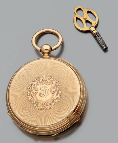 Montre de gousset en or jaune (750), le fond...