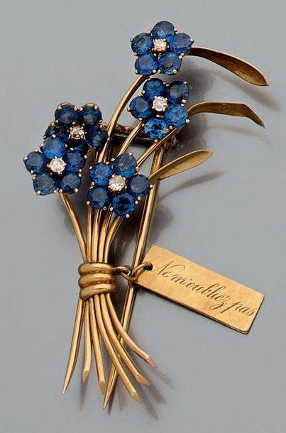 Broche en or jaune (750) faite d'une gerbe...