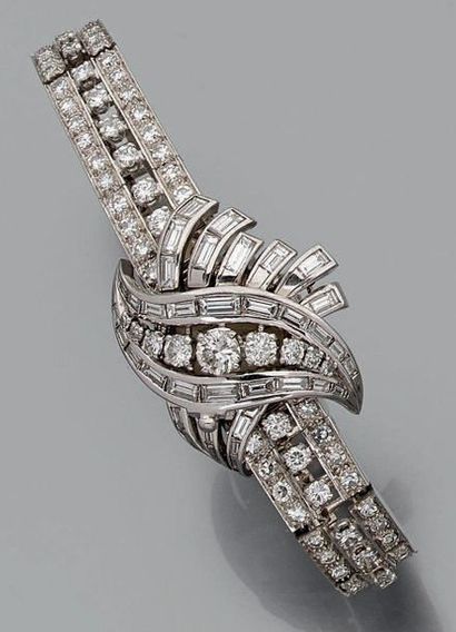 Montre bracelet de dame en platine (950)...