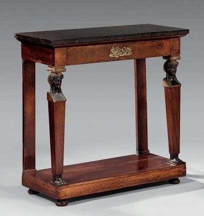 Petite console rectangulaire en placage d'acajou,...