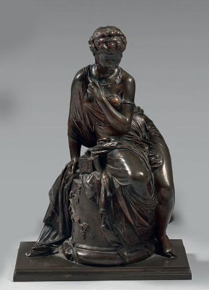 Jean Jules SALMSON (1823-1902)
PANDORA. Bronze...