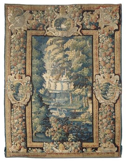 Tapisserie des Flandres représentant un paysage,...