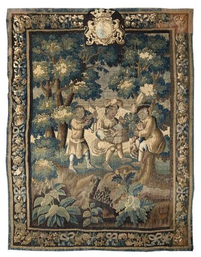 Tapisserie d'Aubusson représentant trois...