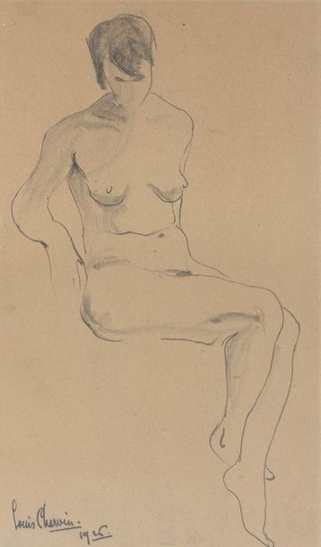 Louis CHERVIN (1905-1969)
ÉTUDE DE NU ASSIS,...