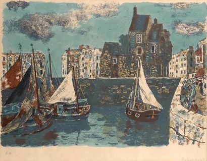 Roland OUDOT (1897-1981)
PETIT PORT DE PÊCHE.
Lithographie...
