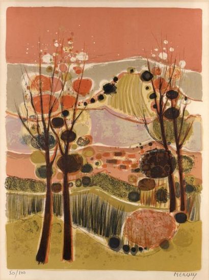 Frédéric MENGUY (1927-2007)
PAYSAGE ROUGEOYANT.
Lithographie...