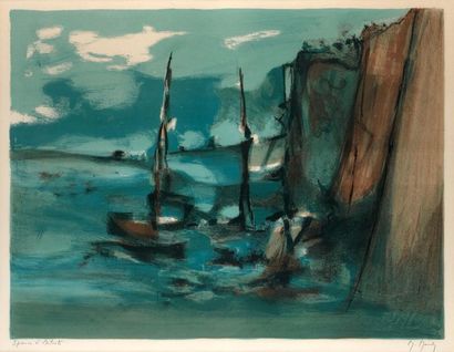 Marcel Mouly (1918-2008)
VOILIERS PRÈS D'UNE...