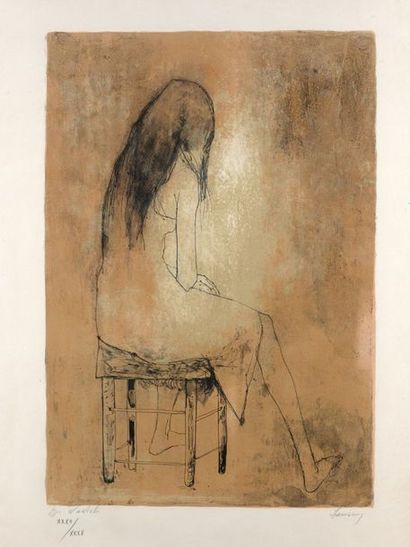 JEAN JANSEM (1920-2013)
JEUNE FILLE ASSISE.
Lithographie,...