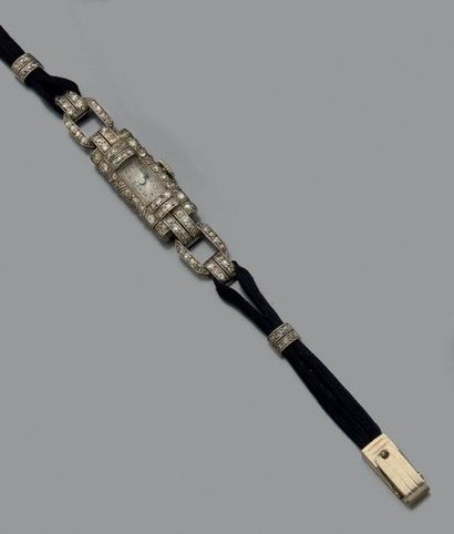 Montre bracelet de dame en platine (950)...