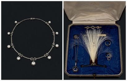 Collier en platine (950) et or jaune (750)...