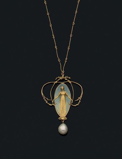 Pendentif en or jaune 18 ct (750) nement...