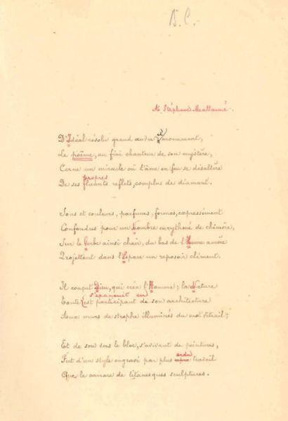 Paterne BERRICHON

Manuscrit autographe signé,...