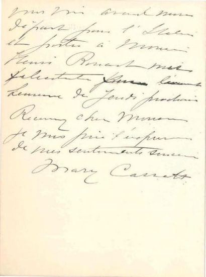 Mary CASSATT (1844-1926)

L.A.S., 8 février;...