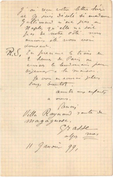 Auguste RENOIR (1841-1919)

L.A.S., Grasse...
