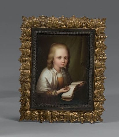Miniature sur porcelaine représentant une...