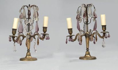 Paire de petites girandoles en bronze, à...